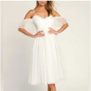 Lulu white off shoulder tulle dress